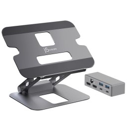 Podstawka ergonomiczna do notebooka ze stacją dokującą j5create Multi-Angle Dual HDMI Docking Stand USB-C 2xHDMI/2xUSB 3.1/1xUSB