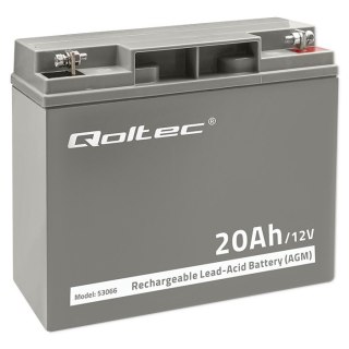 Qoltec Akumulator AGM | 12V | 20Ah | Bezobsługowy | Wydajny | LongLife | do UPS, skutera