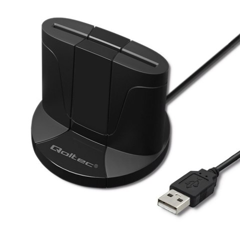 Qoltec Inteligentny czytnik chipowych kart ID SCR-0632 | USB 2.0 + Adapter USB-C