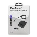 Qoltec Inteligentny czytnik chipowych kart ID SCR-0636 | USB 2.0 + Adapter USB-C