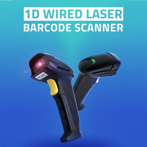 Qoltec Laserowy czytnik kodów kreskowych 1D | USB | Czarny