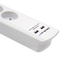 Qoltec Listwa zasilająca antyprzepięciowa | 4 gniazda | 2 x USB | 1.8m | Biała