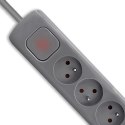 Qoltec Listwa zasilająca antyprzepięciowa | 6 gniazd | 2 x USB | 1.8m | Szara