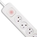 Qoltec Listwa zasilająca antyprzepięciowa | 8 gniazd | 2 x USB | 1.8m | Biała