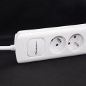 Qoltec Listwa zasilająca antyprzepięciowa | 8 gniazd | 2 x USB | 1.8m | Biała