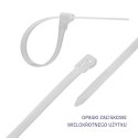 Qoltec Opaski zaciskowe wielorazowe/trytki | 4.8*200mm | Nylon66 UV | Białe