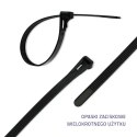 Qoltec Opaski zaciskowe wielorazowe/trytki | 7.2*200mm | Nylon66 UV | Czarne