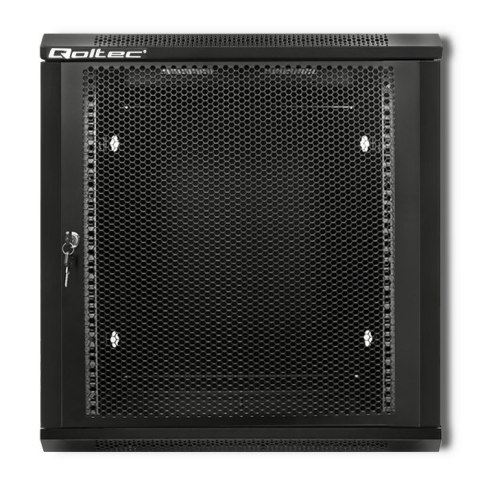 Qoltec Szafa RACK 19" | 12U | 600 x 635 x 600 | Perforowane drzwi | Wisząca | Stalowa obudowa | Zamek | Czarna