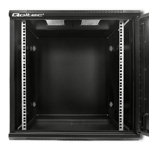 Qoltec Szafa RACK 19" | 12U | 600 x 635 x 600 | Perforowane drzwi | Wisząca | Stalowa obudowa | Zamek | Czarna