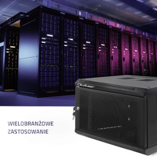 Qoltec Szafa RACK 19" | 6U | 600 x 370 x 600 | Perforowane drzwi | Wisząca | Stalowa obudowa | Zamek | Czarna