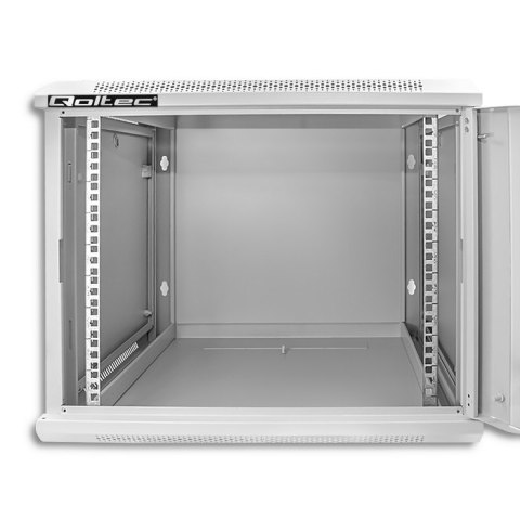 Qoltec Szafa RACK 19" | 9U | 600 x 500 x 450 | Hartowane drzwi | Wisząca | Stalowa obudowa | Zamek | Szara