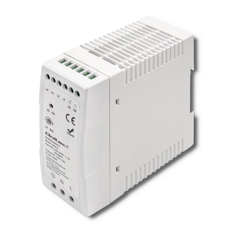 Qoltec Zasilacz na szynę DIN | 60W | 12V | 5A | Biały | Slim