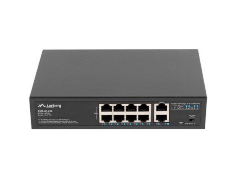 LANBERG SWITCH POE+ RACK 10"/19" (8X 100MB/S POE+, 2X 1GB/S) RSFE-8P-2GE-120