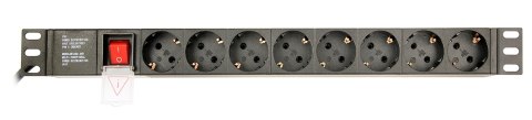 GEMBIRD LISTWA ZASILAJĄCA RACK 19" PDU EG-PDU-014-C14 1U, 10A, 8X SCHUKO, WTYK C14, KABEL 3M