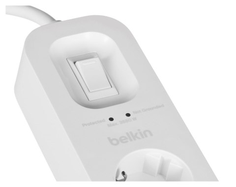 Listwa zasilająca Belkin Power Surge 4-PORT + 1xUSB-A +1xUSB-C 2.4A PD 525J 2m White Schuko