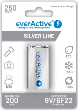 Akumulatorek 6F22 Ni-MH everActive 9V 250mAh Silver Line (1 szt.)