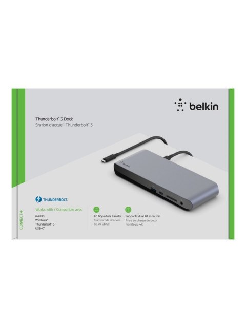 Stacja dokująca + zasilacz Belkin Thunderbolt 3 Dock Pro 170W PSU 1xDisplayPort/5xUSB-A/1xUSB-C/2xThunderbolt 3/1xRJ45 Gigabit/1