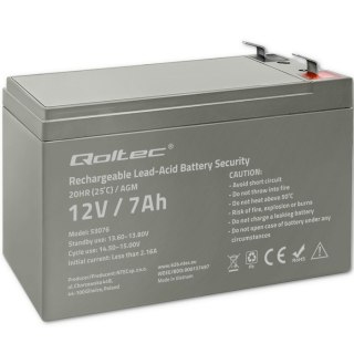 Qoltec Akumulator AGM | 12V | 7Ah | Bezobsługowy | Wydajny | LongLife | do UPS, security