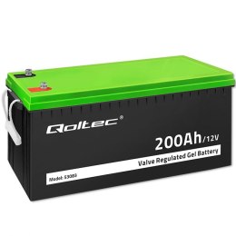 Qoltec Akumulator żelowy GEL | 12V | 200Ah | 59.5kg | Bezobsługowy | Professional | LongLife | PV, UPS, kamper, łódź