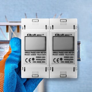 Qoltec Jednofazowy elektroniczny licznik | miernik zużycia energii na szynę DIN | 230V | LCD | 2P