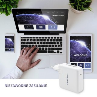 Qoltec Ładowarka sieciowa FAST 96W | 5-20V | 3- 4.7A | USB C PD | Biała