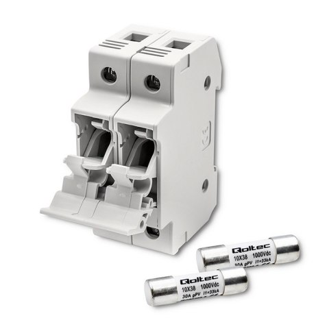 Qoltec Podstawa bezpiecznikowa + bezpiecznik DC |2P |1000V |30A |10x38 |solar