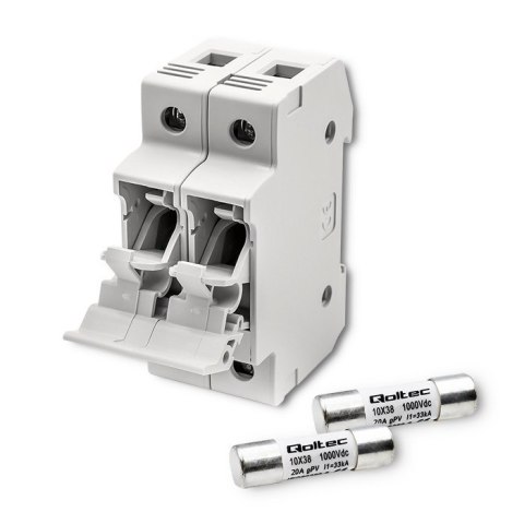 Qoltec Podstawa bezpiecznikowa + bezpiecznik DC | 2P|1000V |20A |10x38 |solar