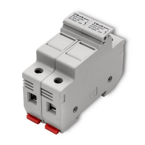 Qoltec Podstawa bezpiecznikowa + bezpiecznik DC | 2P|1000V |20A |10x38 |solar