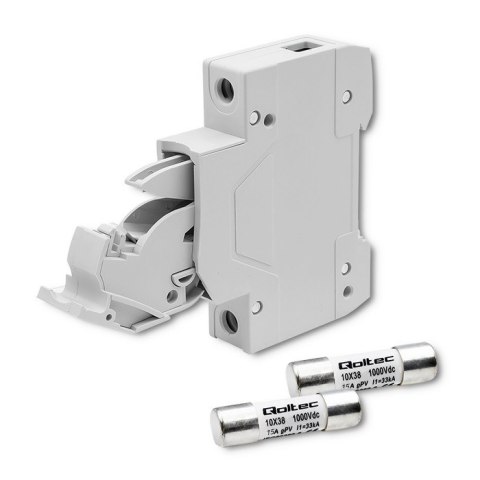 Qoltec Podstawa bezpiecznikowa z diodą + bezpiecznik DC | 1P|1000V |15A |10x38 |solar