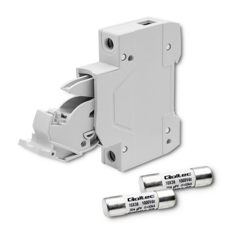 Qoltec Podstawa bezpiecznikowa z diodą + bezpiecznik DC| 1P|1000V |20A |10x38 |solar