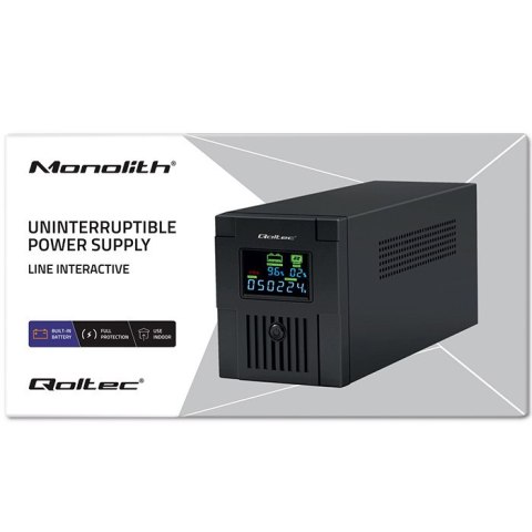 Qoltec Zasilacz awaryjny UPS Line Interactive | Monolith | 1500VA | 900W | LCD | USB | RJ45