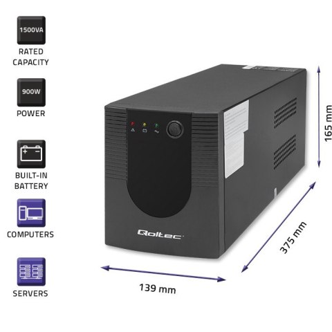 Qoltec Zasilacz awaryjny UPS Line Interactive | Monolith | 1500VA | 900W