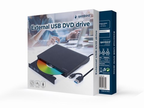 GEMBIRD ZEWNĘTRZNA NAGRYWARKA DVD 8X, CD 24X USB 3.1 SLIM CZARNA