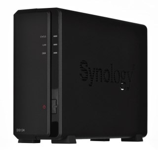 NAS Synology DS124; Tower; 1x (3.5" SATA HDD); Realtek RTD1619B; ,1GB DDR4, 1x 1GbE RJ-45