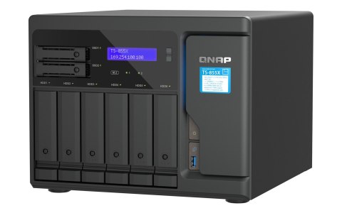 Qnap TS-855X-8G, Tower, 6 x 3.5"/2.5" SATA + 2 x 2.5" SATA, Intel Atom C5125 8C/8T, 8GB DDR4 non-ECC  (Max. 128GB), 1 x 10GbE + 