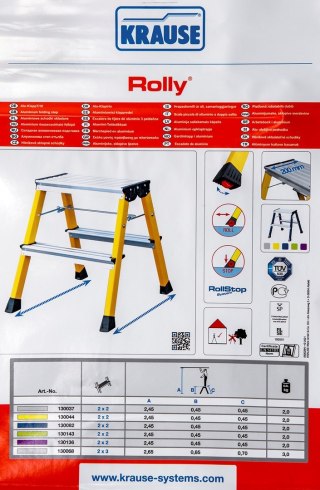 Schodki dwustronne składane aluminiowe Krause Rolly 130037