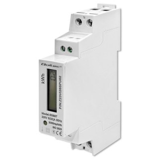 Qoltec Jednofazowy elektroniczny licznik | miernik zużycia energii na szynę DIN | 230V | LCD | 1P | Slim