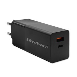 Qoltec Ładowarka GaN POWER PRO | 1xUSB-C | 1xUSB | 100W | 5-20V | 1.5-5A | PD | Czarna