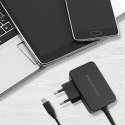 Qoltec Ładowarka GaN POWER PRO | 1xUSB-C | 30W | 5-20V | 1.5-3A | Czarna