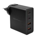 Qoltec Ładowarka GaN POWER PRO | 2xUSB-C | 2xUSB | 130W | 5-20V | 1.5-5A | PD | Czarna