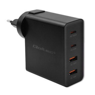 Qoltec Ładowarka GaN POWER PRO | 2xUSB-C | 2xUSB | 130W | 5-20V | 1.5-5A | PD | Czarna