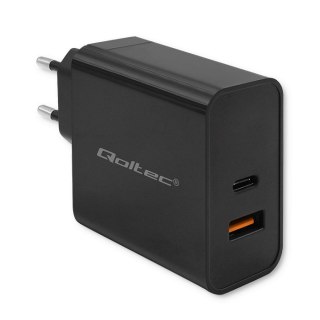 Qoltec Ładowarka Super Quick PD |1xUSB-C | 1xUSB | 65W | 5-20V | 1.5-3.25A | Czarna