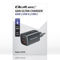 Qoltec Ładowarka sieciowa 65W GaN ULTRA | 5-20V | 2.25-3.25A | 1 x USB typ C PD | 1 x USB QC 3.0 | Czarna