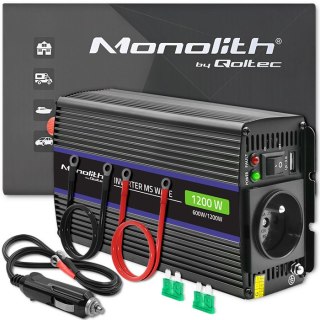 Qoltec Przetwornica napięcia Monolith 1200 MS Wave | 12V na 230V | 600/1200W | USB