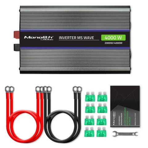 Qoltec Przetwornica napięcia Monolith 4000 MS Wave | 12V na 230V | 2000/4000W | USB