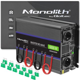 Qoltec Przetwornica napięcia Monolith 6000 MS Wave | 12V na 230V | 3000/6000W | USB