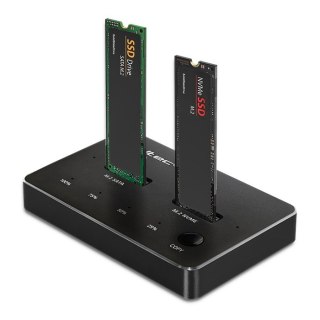 Qoltec Stacja dokująca dysków SSD M.2 | NVMe| SATA | USB-C | DUAL 2 x 2TB