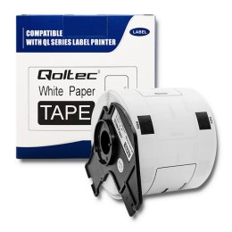 Qoltec Taśma do BROTHER DK-11202 | 62mm x 100mm | 300 etykiet | Biała/ Czarny nadruk | Rolka z uchwytem