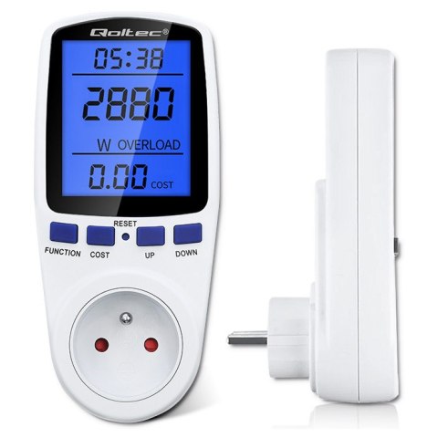 Qoltec Watomierz Licznik zużycia energii PM0626 | 3680W | 16A | LCD