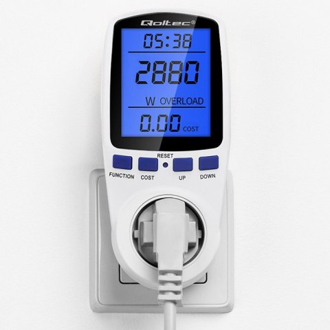 Qoltec Watomierz Licznik zużycia energii PM0626 | 3680W | 16A | LCD